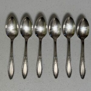 6 WM A Rogers A1 Mystic Coronet Pattern Teaspoons Flatware Silverplate Vintage